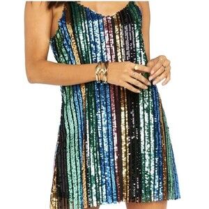 Show Me Your Mumu Vivian Slip Dress Rainbow Sequins Adjustable Straps Womens S